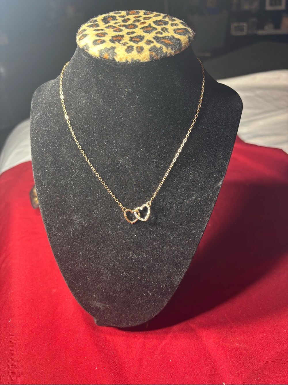 16” New Gold Interlocking Double Heart Necklace - Gold